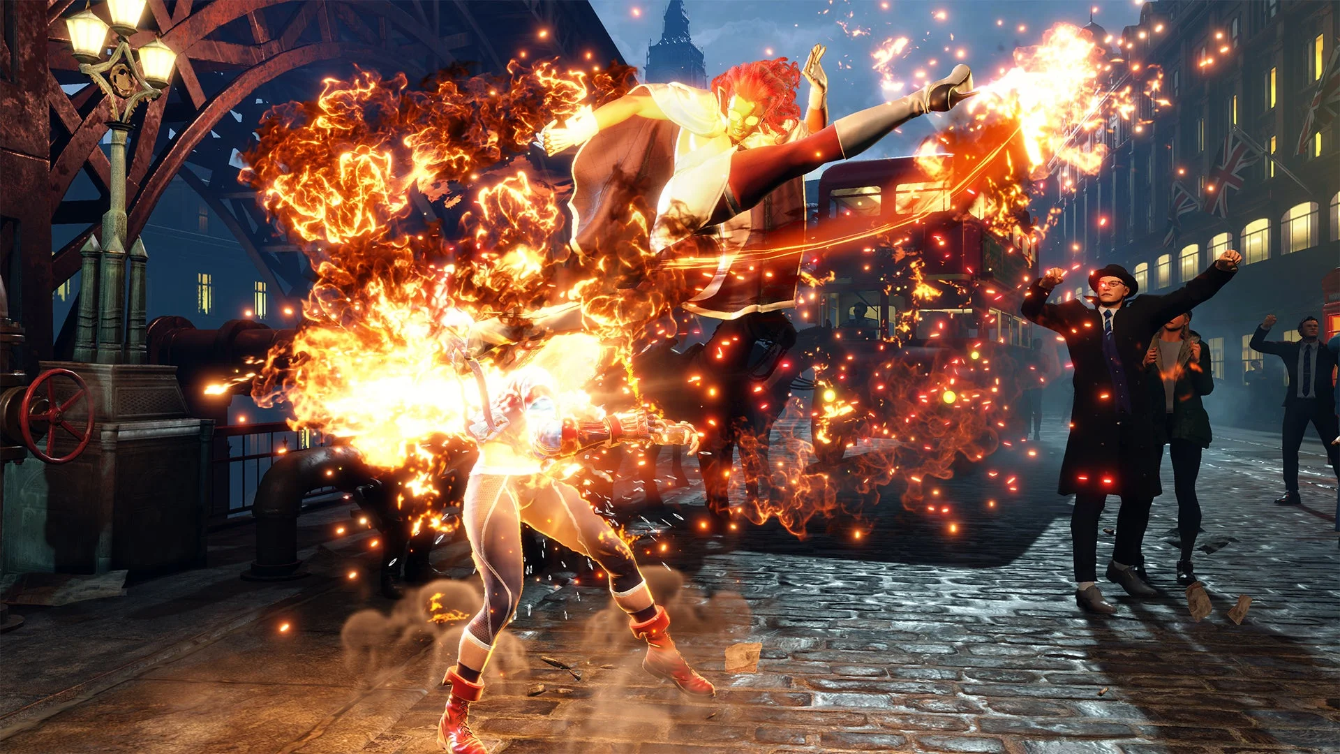 C.ヴァイパーの炎技「バーニングキック」のゲームプレイ画面