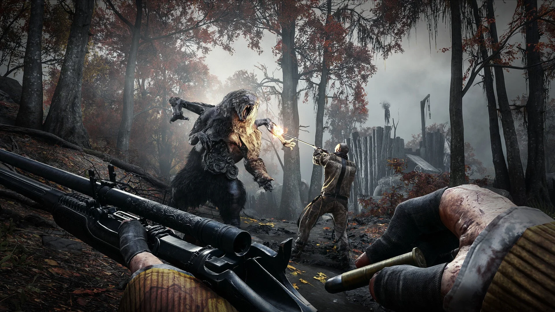 『Hunt: Showdown 1896』で怪物と戦うプレイヤー