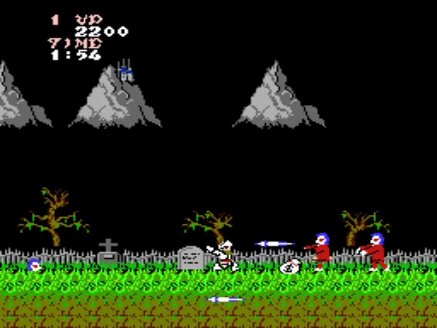 カプコンタウンのクラシックゲームでプレイできる『魔界村』のゲーム画面。