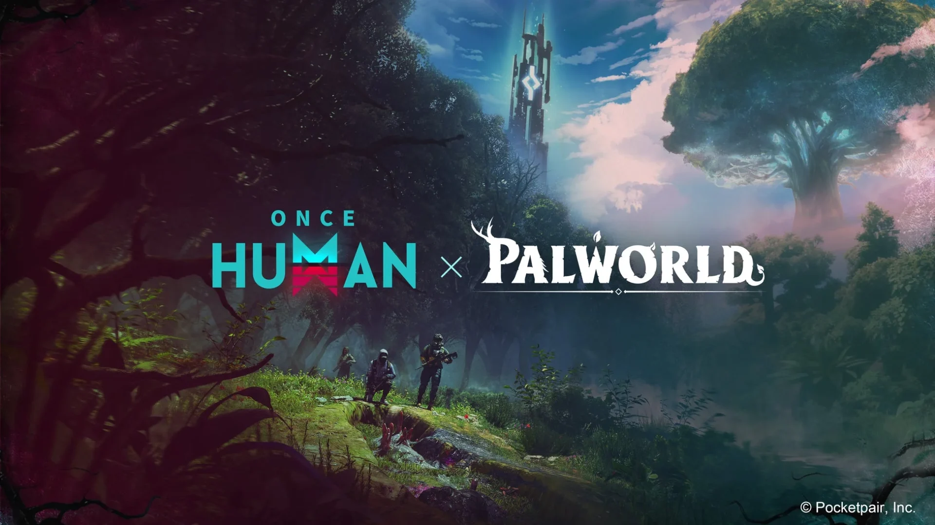 Once Humanとパルワールドのコラボレーション告知ビジュアル