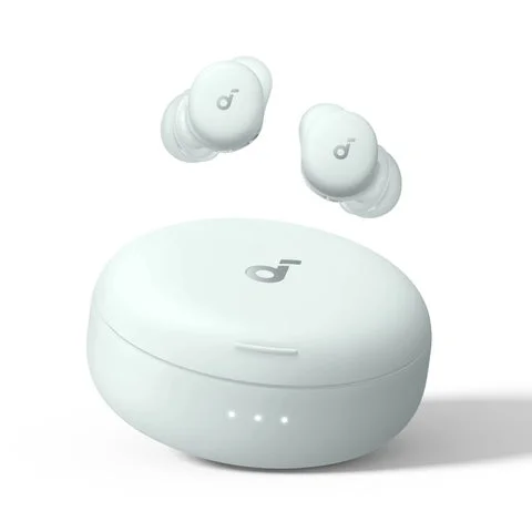 Soundcore Sleep A30(パステルグリーン)のイヤホン本体と充電ケース