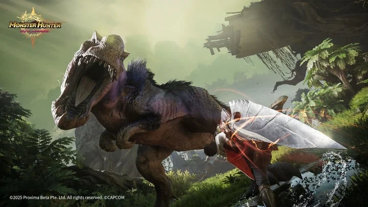 狩猟アクションでモンスターと戦うハンター