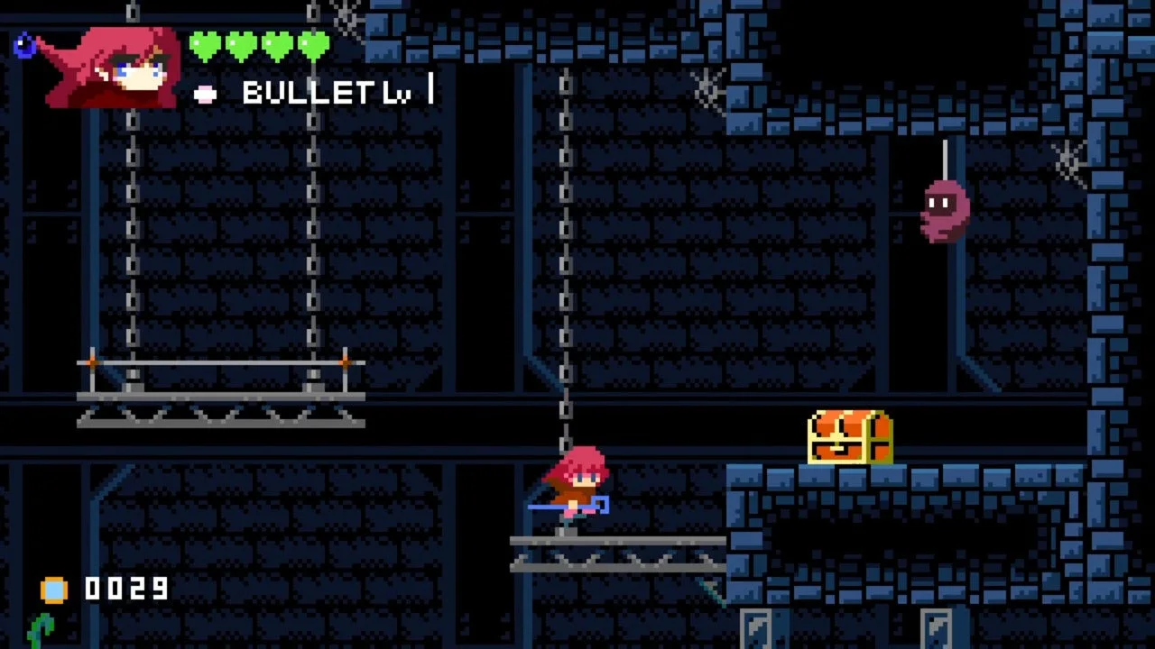 おばけ電車と紅き魔女のゲームプレイ画面：2D横スクロールアクション