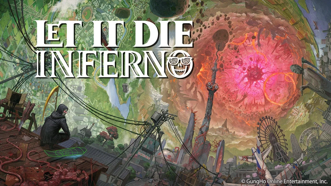 『LET IT DIE: INFERNO』のキービジュアル。巨大な穴と街が描かれている。