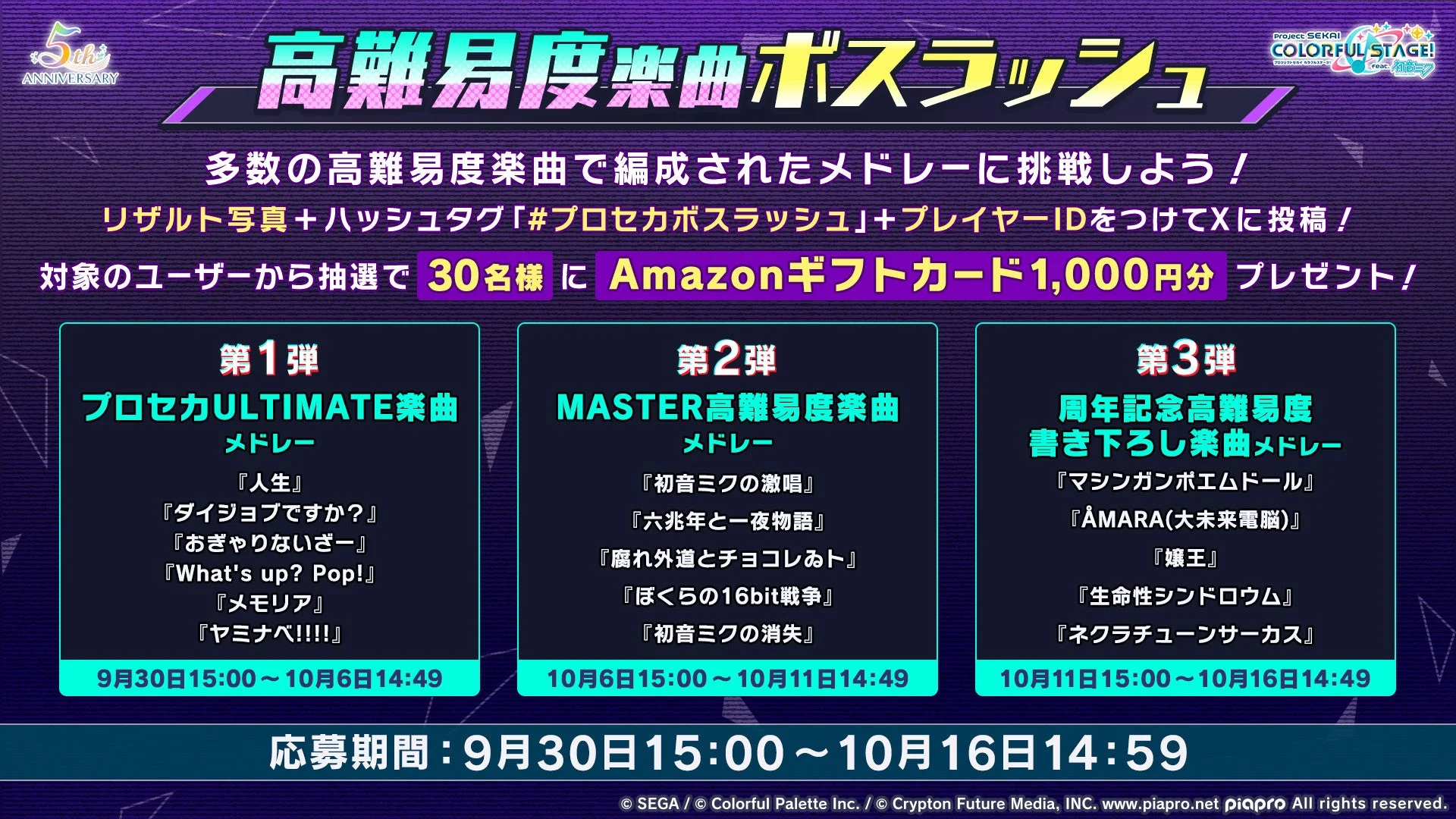 5周年記念高難易度楽曲ボスラッシュキャンペーン詳細