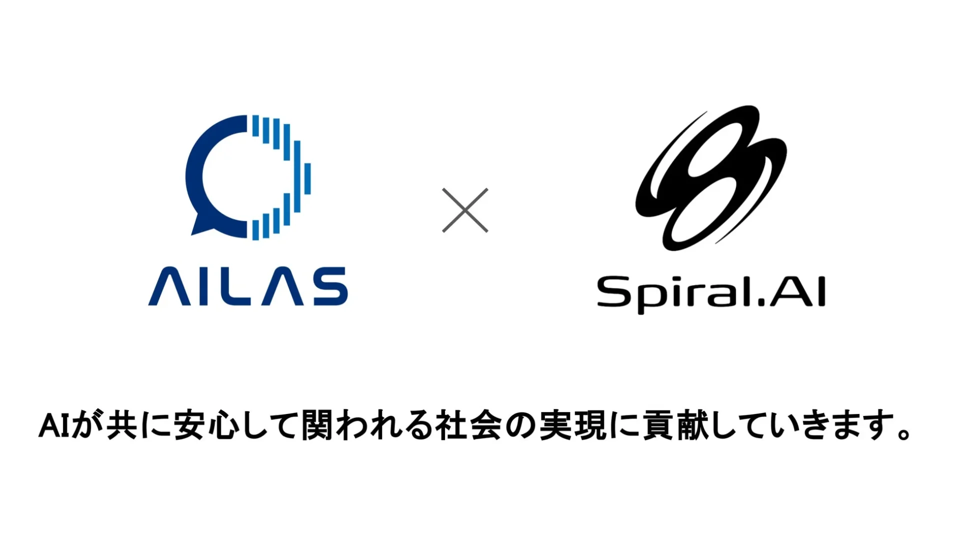 AILASとSpiralAIの提携ロゴとメッセージ