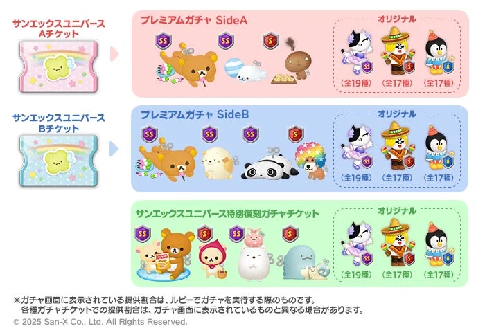 プレミアムガチャで登場するサンエックスコラボキャラクター一覧