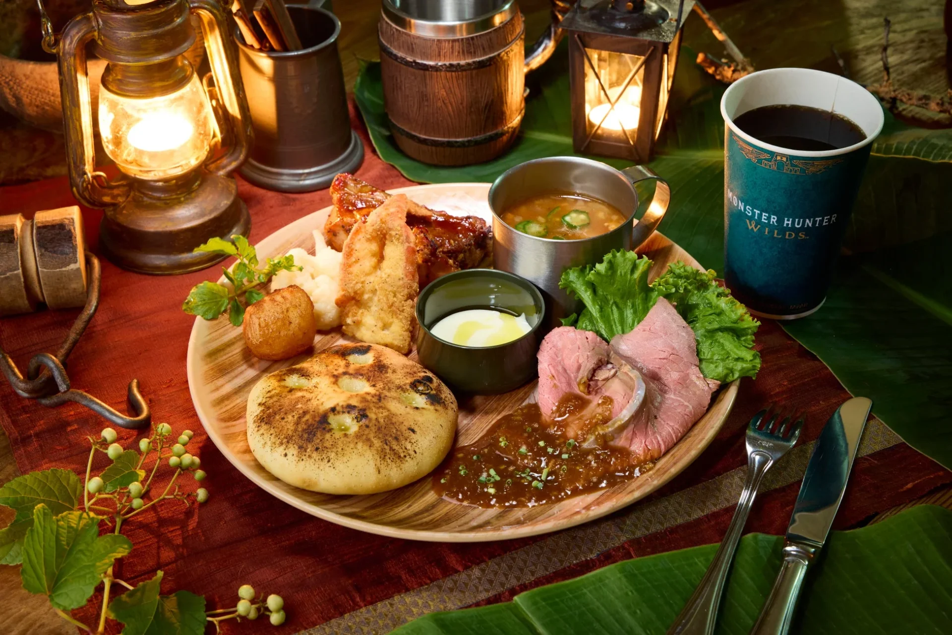 モンスターハンターワイルズ限定コースターセットの料理