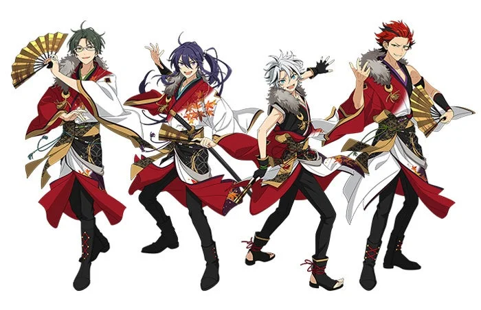 和風ユニット「紅月」のメンバー4人のイラスト