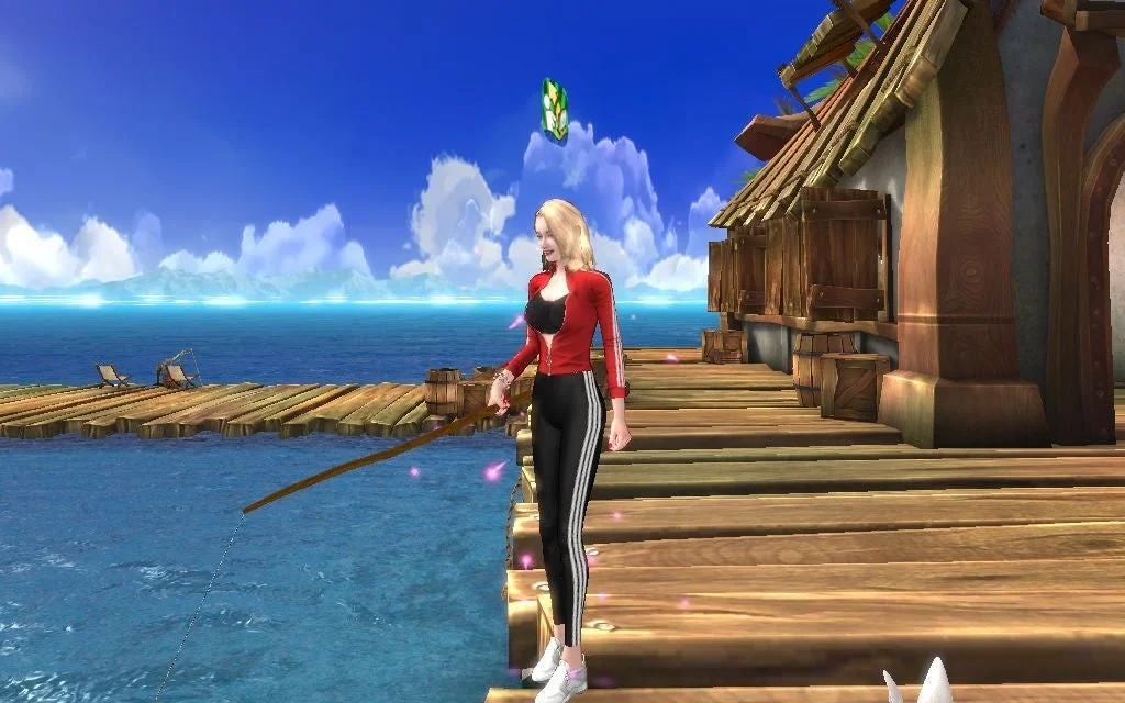『Club M Star』のヘブンリーアイランドで釣りを楽しむキャラクター