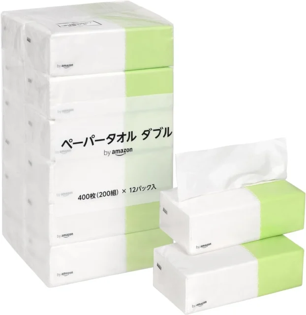 by Amazon ペーパータオル ダブル 400枚 12パック入りのパッケージ