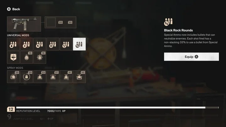 『FBC: Firebreak Breakpoint』の武器MODシステムUI（Black Rock Rounds）