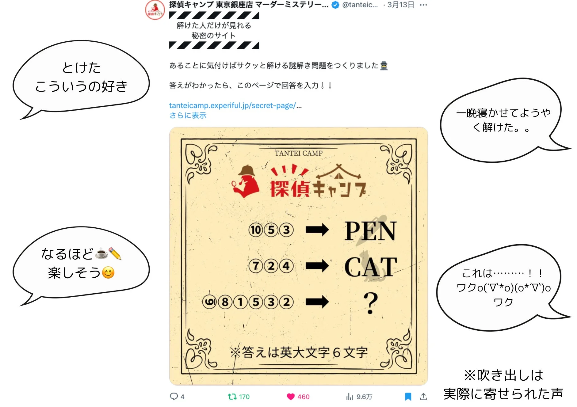 Xで話題になった謎解き問題とユーザーからのコメント