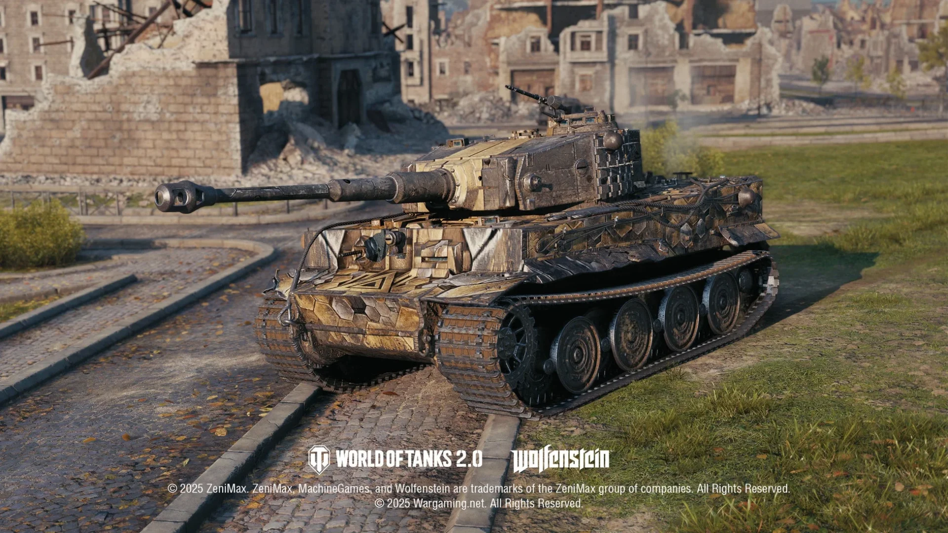 「World of Tanks」における「Wolfenstein」テーマの限定2Dスタイルが施された戦車