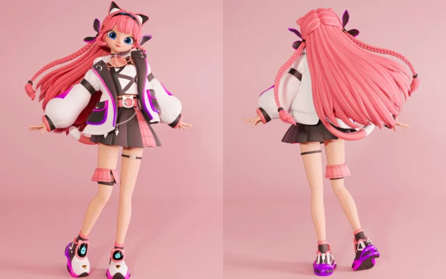 VTuberココ・ステラの正面と背面のキャラクターデザイン
