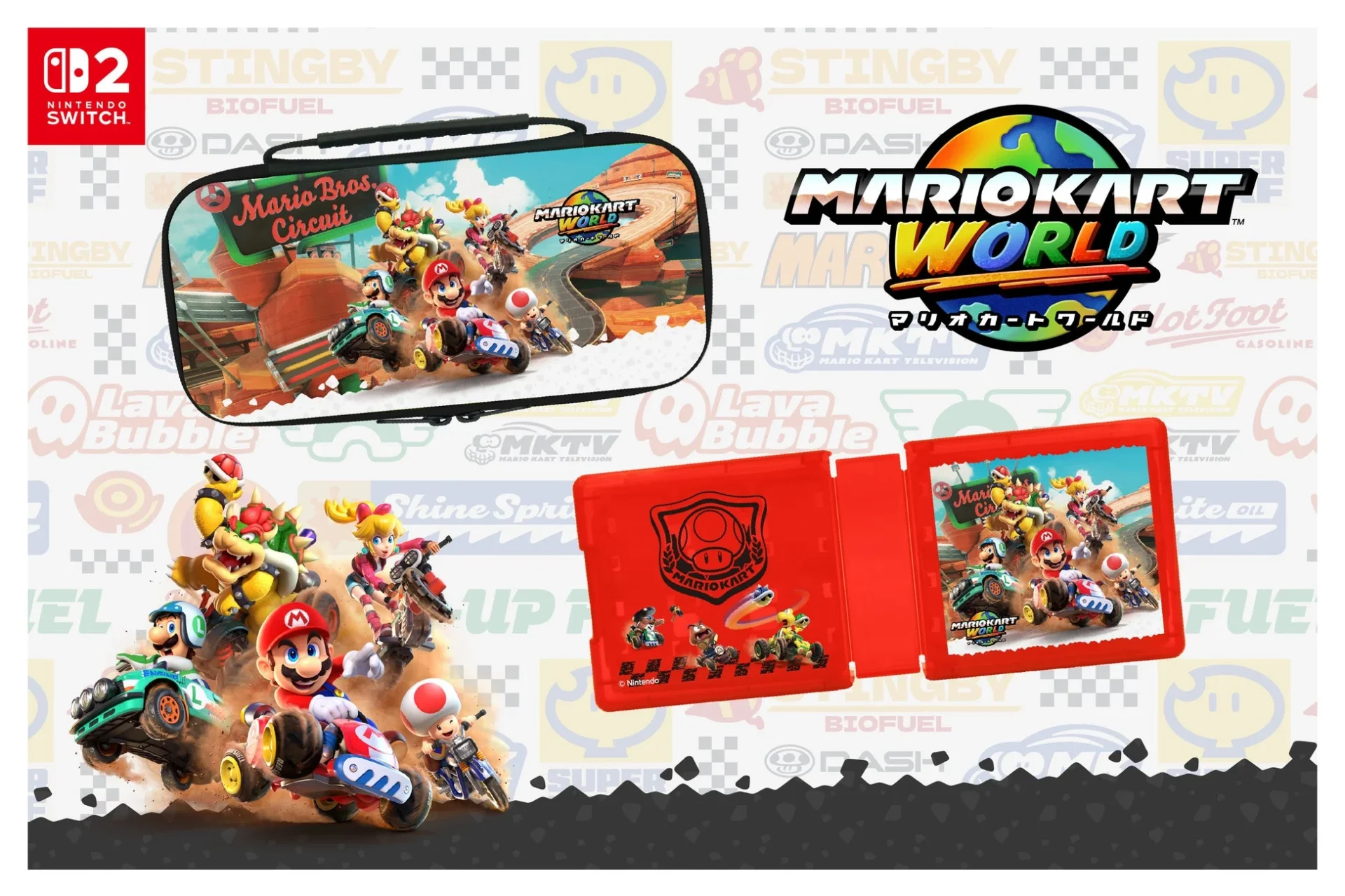 マリオカート ワールドデザインのSwitch 2用ポーチとカードケースが11月中旬発売