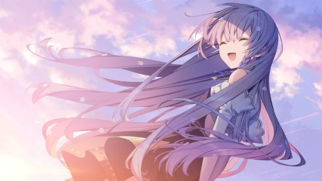『KANADE』ゲーム内イラスト：笑顔で空を見上げるキャラクターのアップ