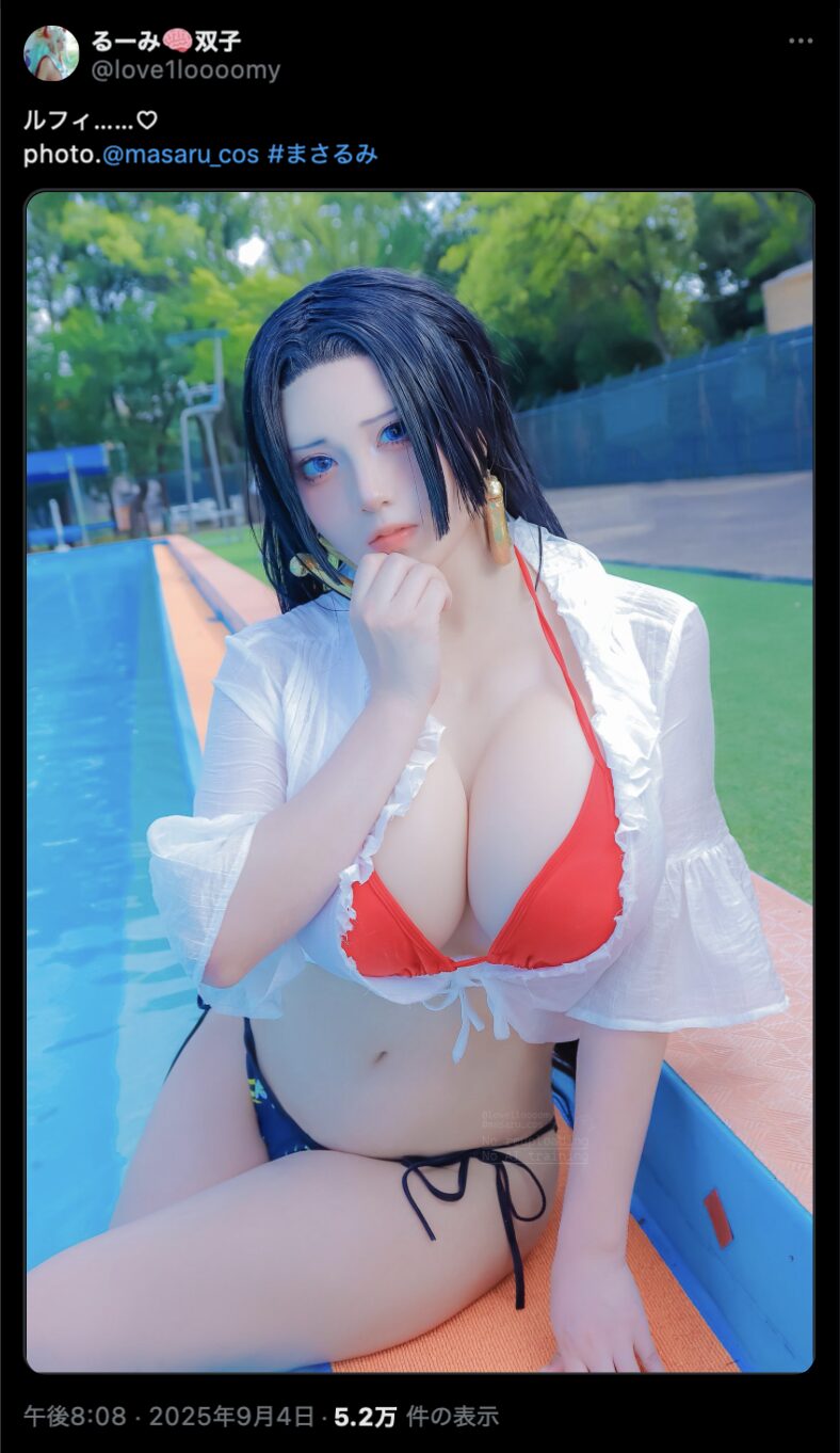 海賊女帝の圧倒的美しさ！　るーみ、『ONE PIECE』ボア・ハンコックを完璧再現！