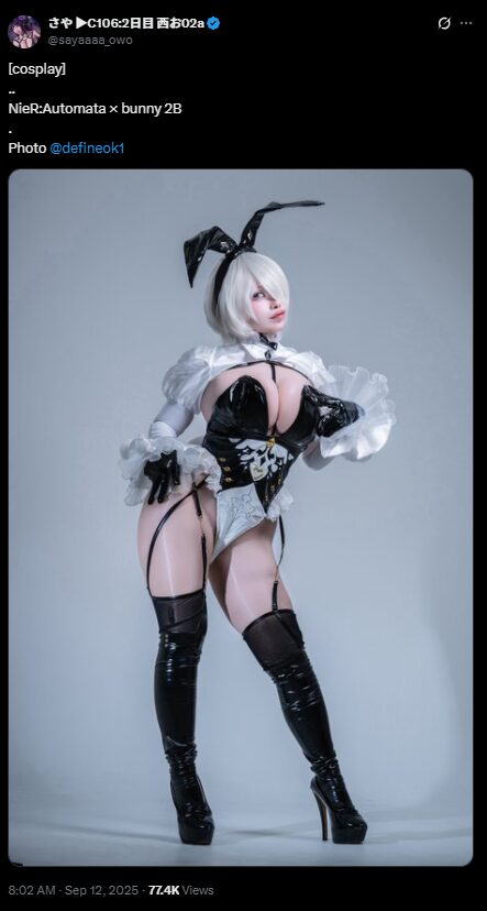 セクシーすぎる2Bバニー！　さや、『NieR:Automata』2Bのバニーガール衣装で魅惑的なコスプレを披露