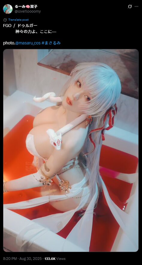 神々しい美しさが際立つ！　るーみ、『Fate/Grand Order』ドゥルガーのコスプレで圧倒的存在感を披露