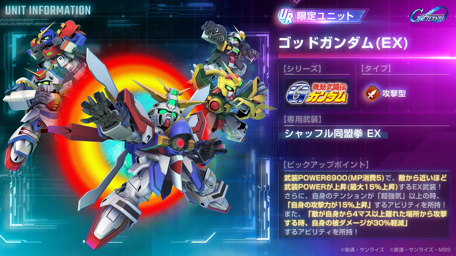 URゴッドガンダム(EX)のユニット情報