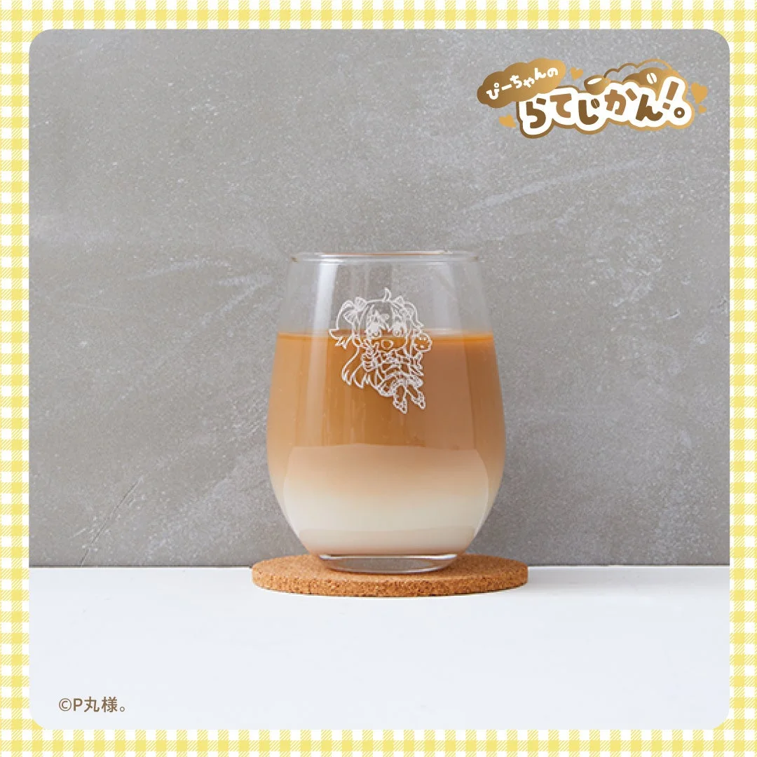 ぴーちゃんのらてじかん！ロゴ入りオリジナルラテグラス
