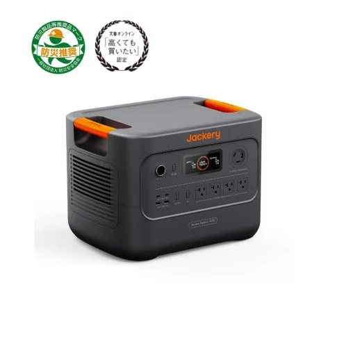 Jackery ポータブル電源 3000 Newと防災推奨マーク、受賞ロゴ