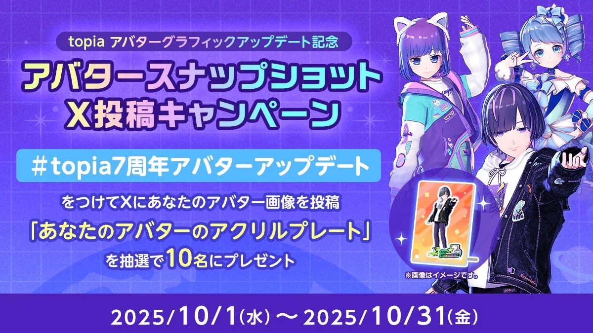 topiaアバターアップデート記念X投稿キャンペーンの詳細