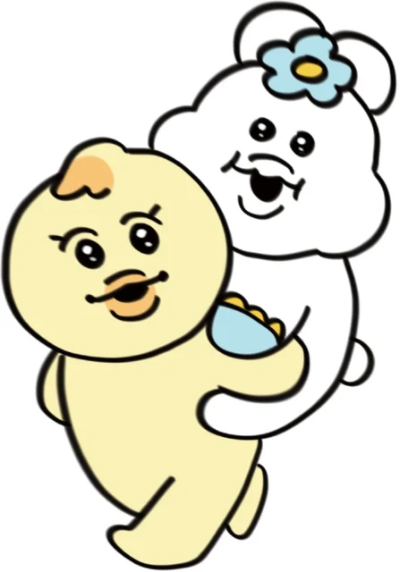 んぽちゃむときみまろのキャラクターイラスト