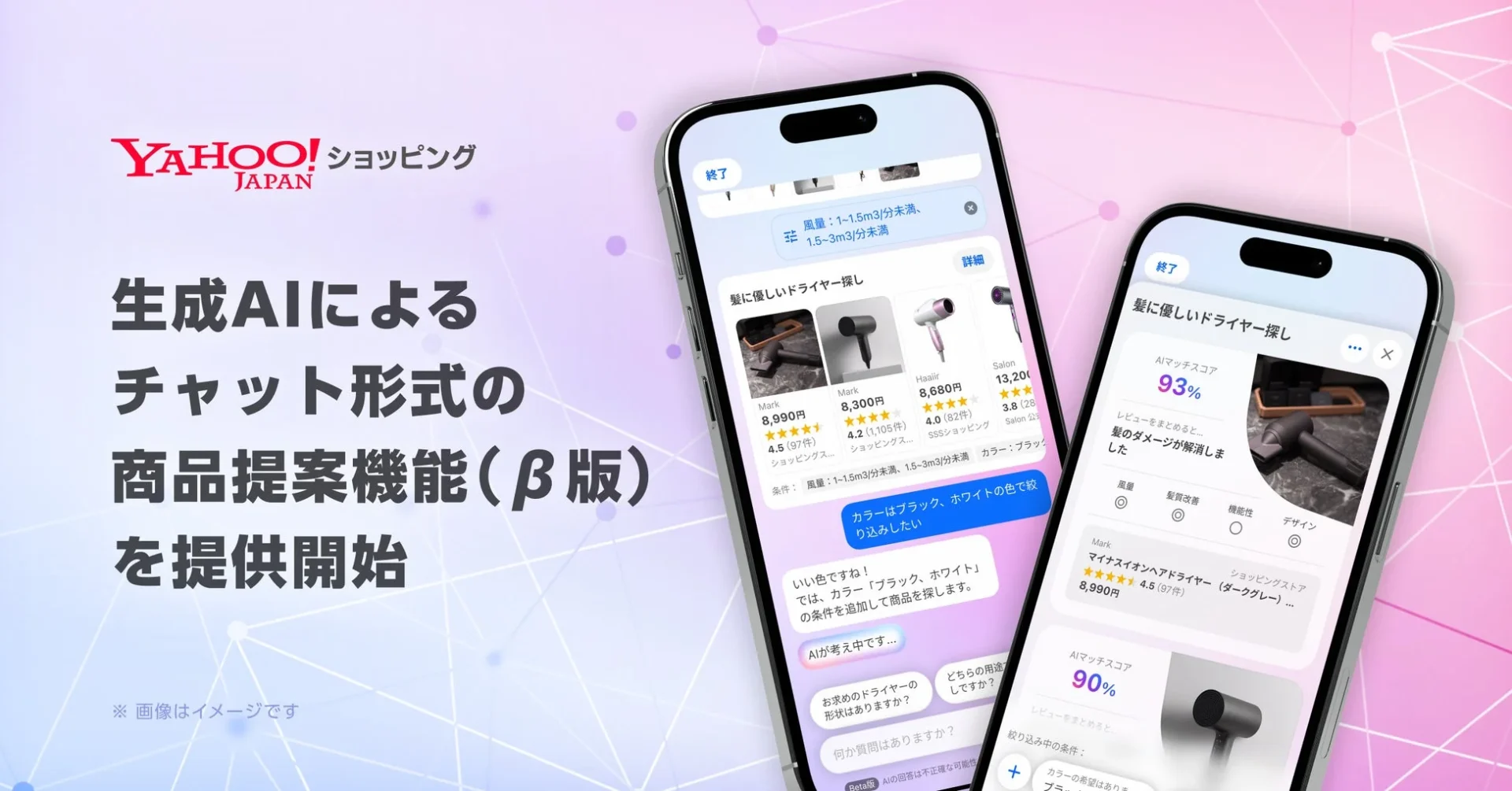 Yahoo!ショッピング生成AIチャット形式の商品提案機能のキービジュアル