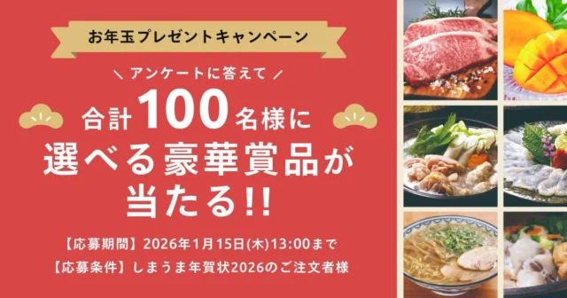 豪華賞品が合計100名様に当たるお年玉プレゼントキャンペーン告知