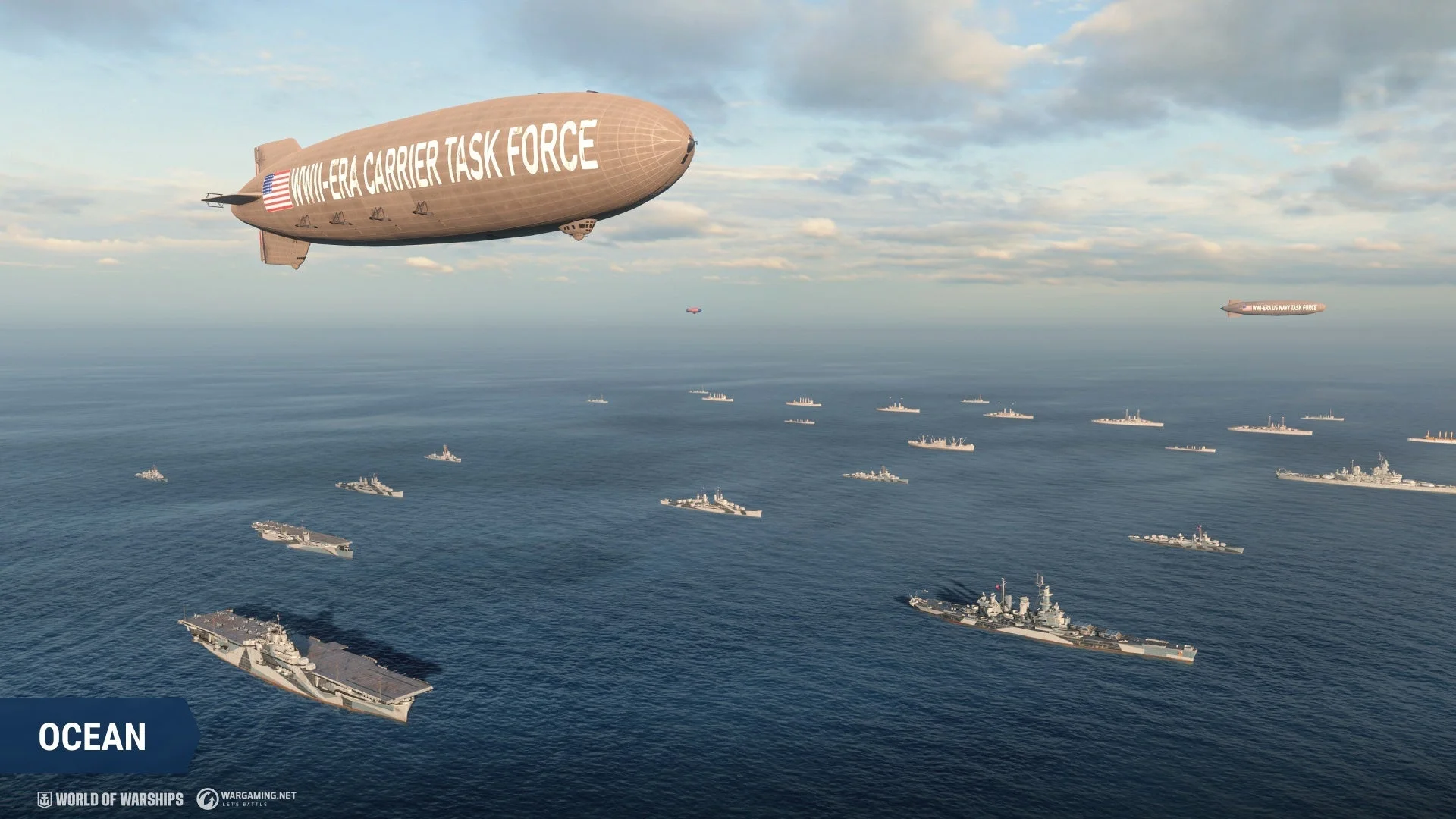 World of Warshipsのレア航空母艦X Oceanと飛行船、艦隊