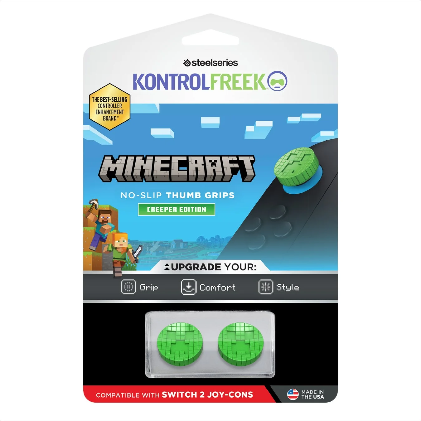 Switch 2用「KontrolFreek Minecraft Creeper Edition」パッケージ