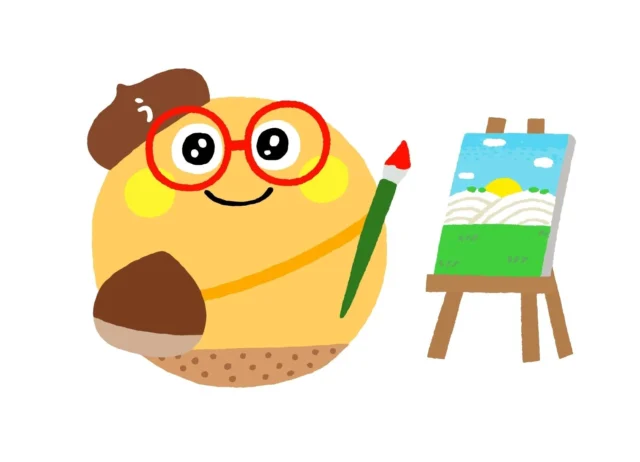 丸亀うどーなつ新キャラクター「まろんもっち」のイラスト