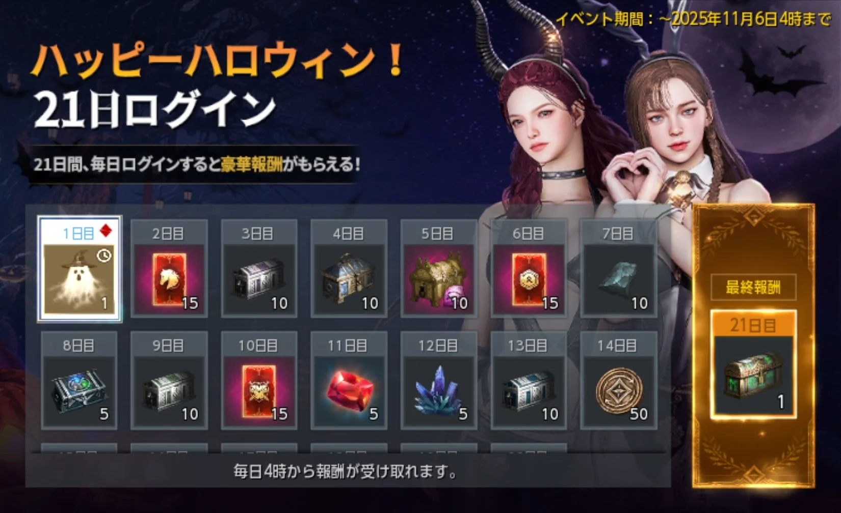 オーディン：ヴァルハラ・ライジング 21日ログインイベント報酬一覧