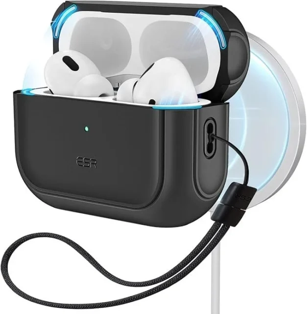 ESR Orbit ハイブリッドマグネットケースを装着したAirPods ProのMagSafe充電