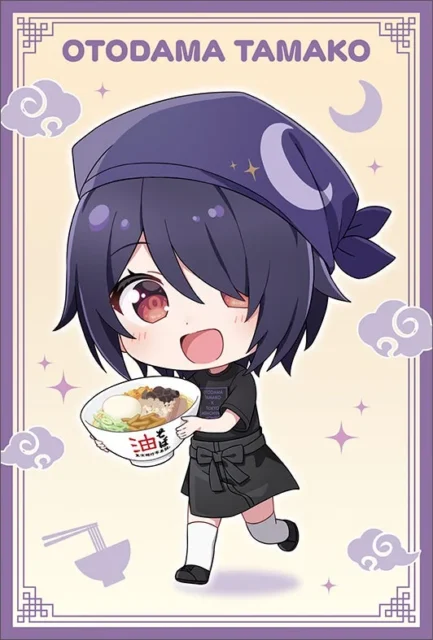 油そばを持つ音霊魂子の可愛いデフォルメイラスト