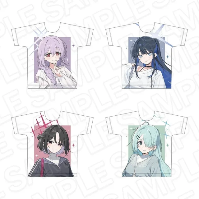 ブルーアーカイブのキャラクターがデザインされたフルグラフィックTシャツ全4種