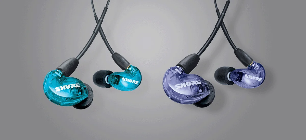 Shure SE215 Special Edition高遮音性イヤホン（ブルーとパープル）
