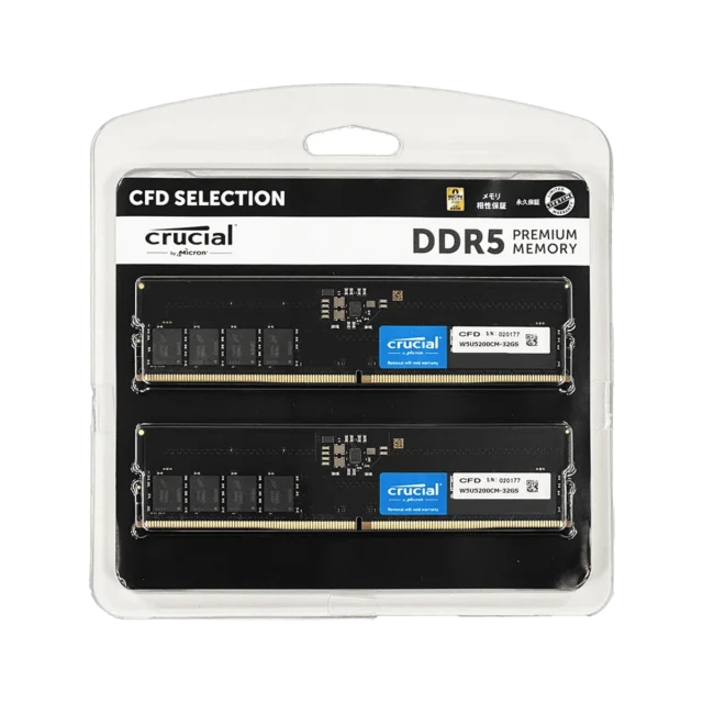 CFD Selection DDR5デスクトップ用メモリのパッケージ写真。