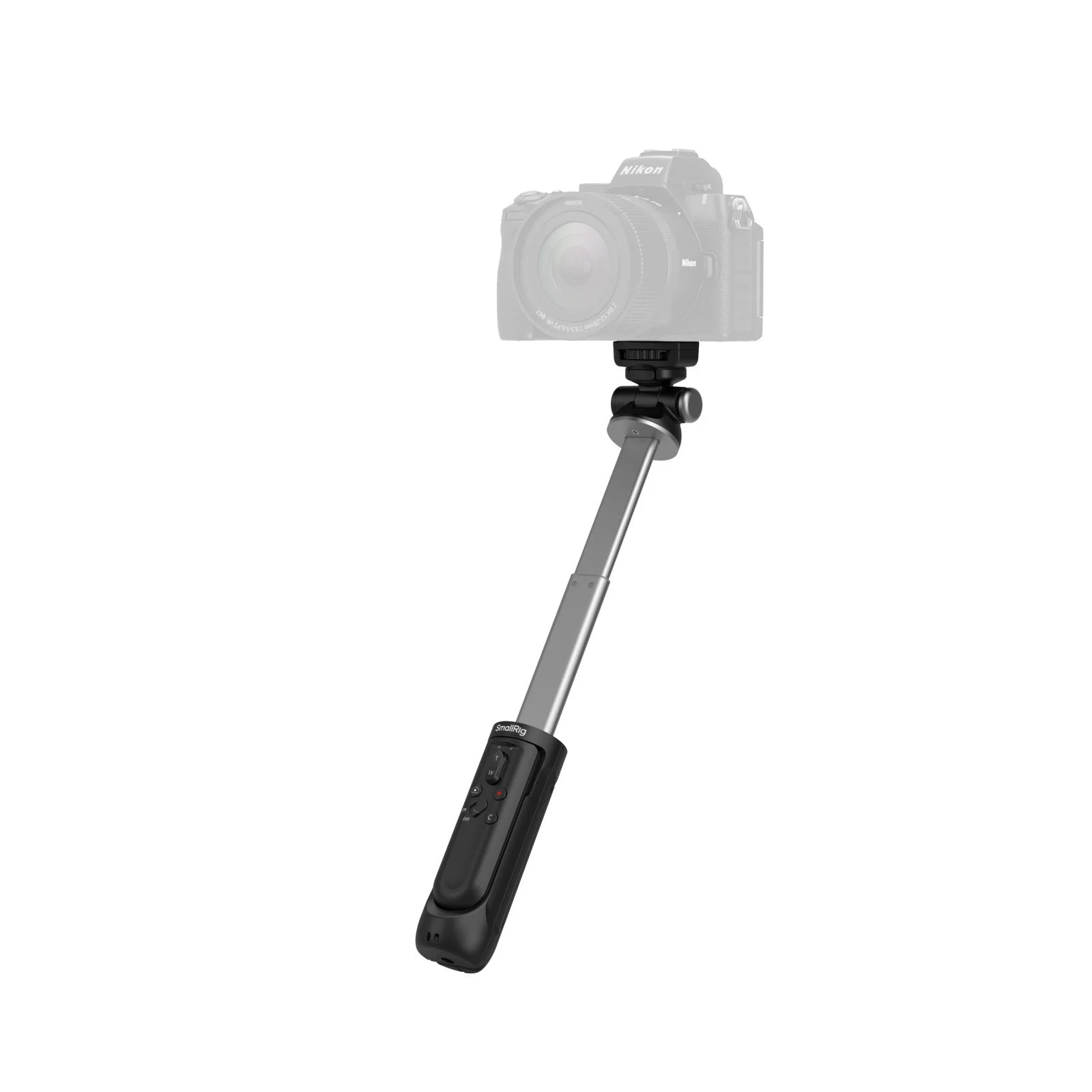 SmallRig SR-RG2 多機能ワイヤレス撮影ハンドルにカメラを装着した使用例