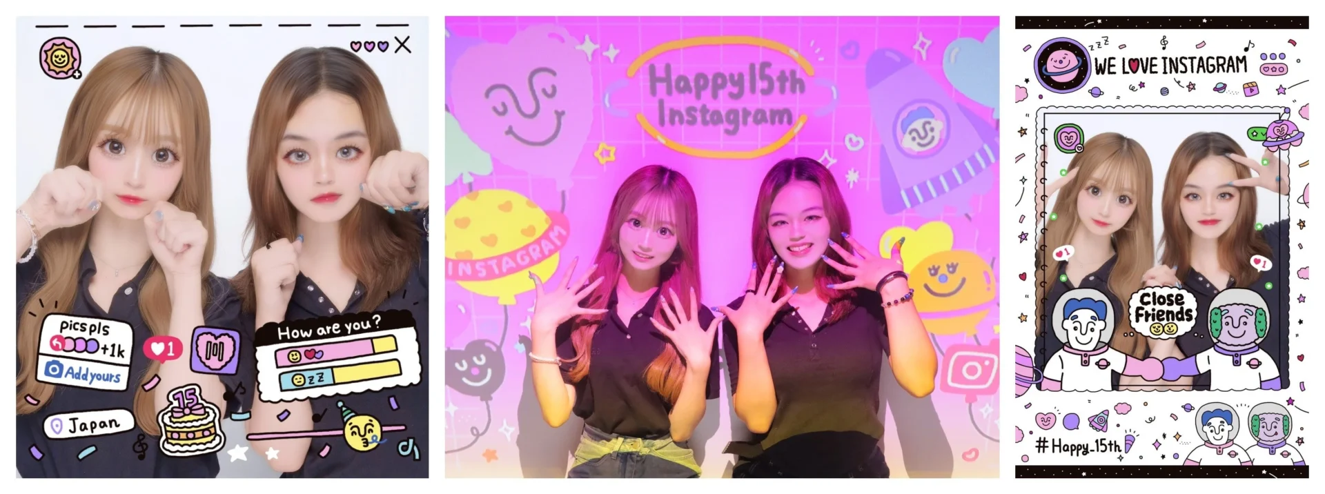 Instagramコラボプリ機の画面とプリの仕上がりイメージ