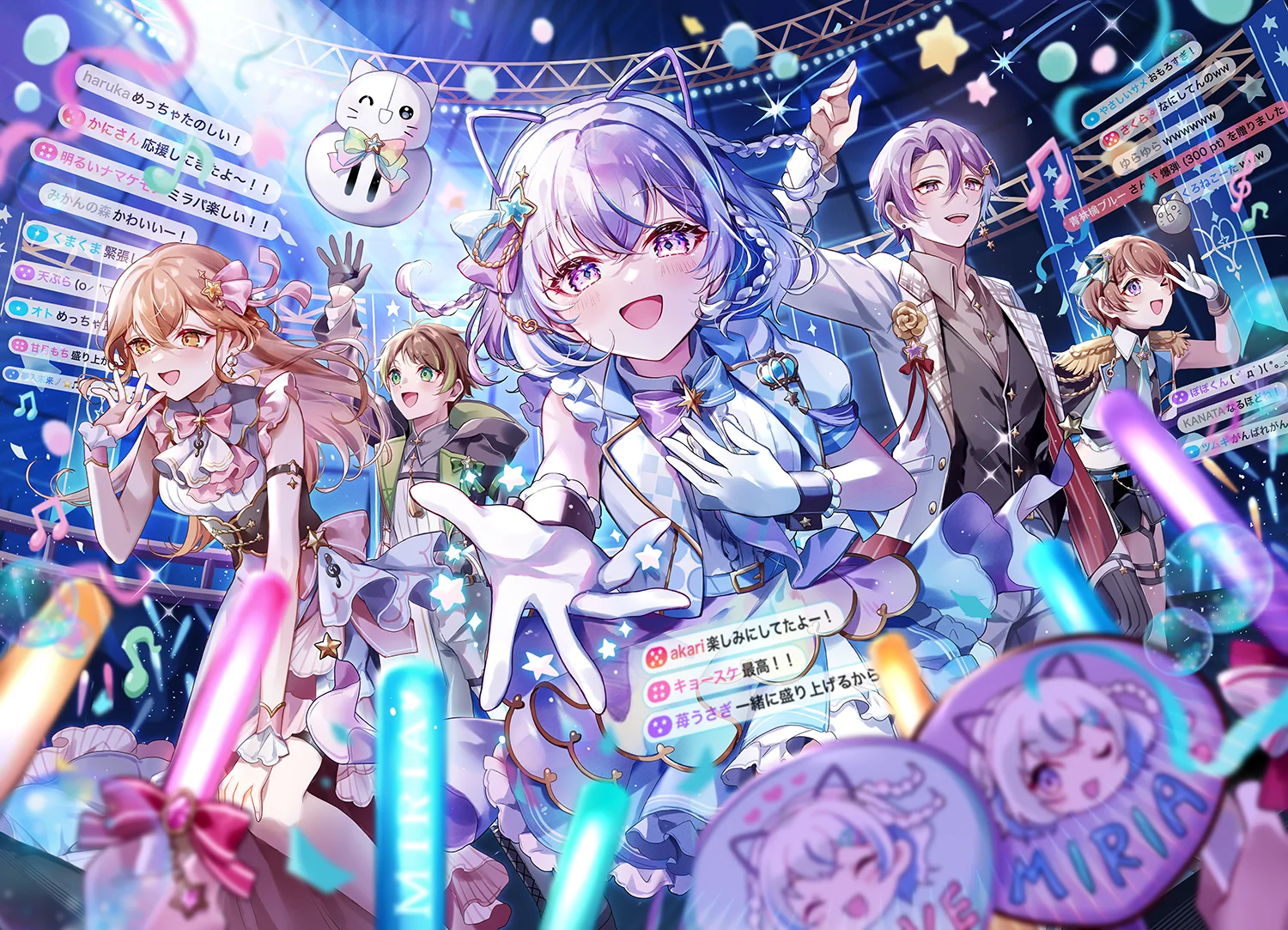 IRIAM 7周年を記念したキービジュアル、多くのライバーがライブを楽しむ様子