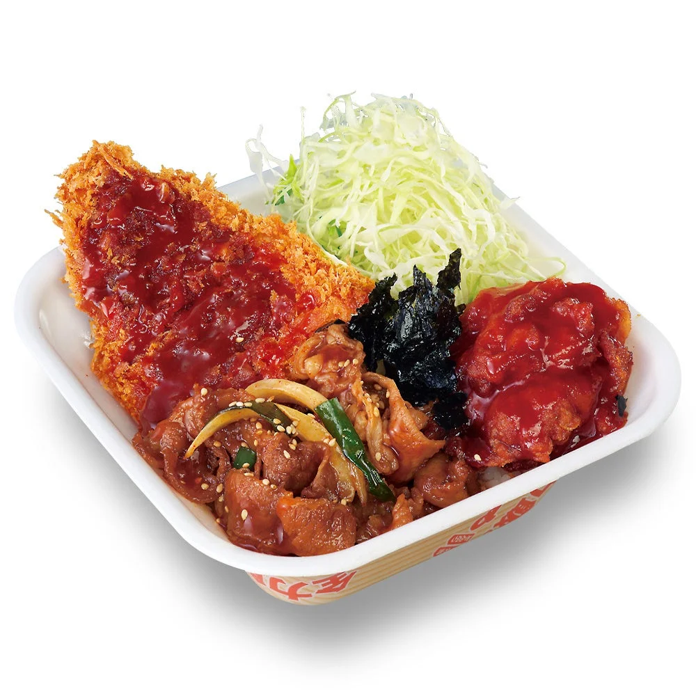 温玉なしの牛豚鶏のプルコギビビンカツ丼弁当