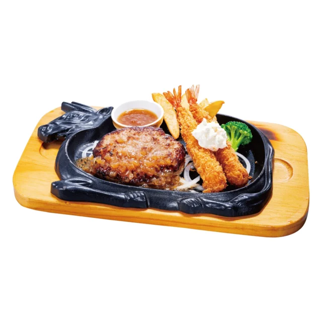 ビッグボーイのランチメニュー「手ごねハンバーグ＆エビフライ」