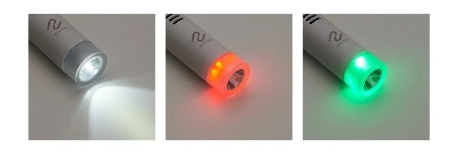 iPhone連携防犯ブザーの白色、赤色、緑色のLED点灯モード