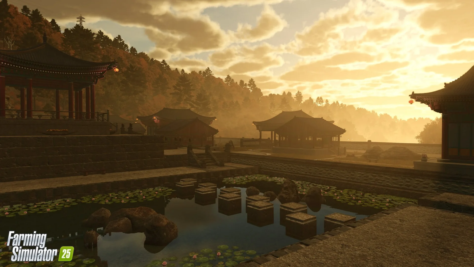 新マップ「Kinlaig」の寺院と池の風景