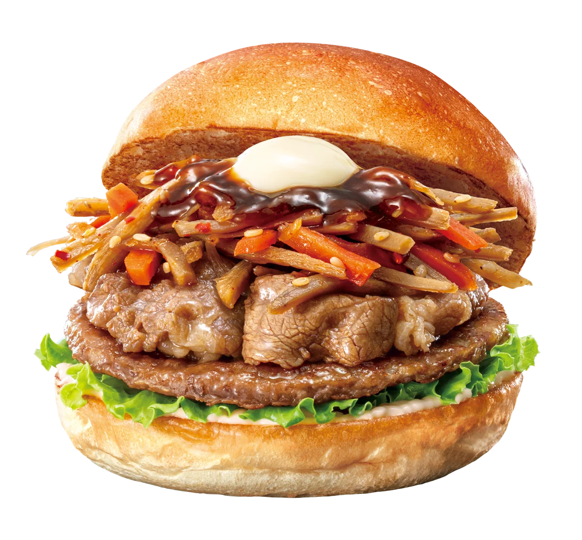 甘辛い牛カルビが食欲をそそるロッテリアの牛カルビごぼうバーガー