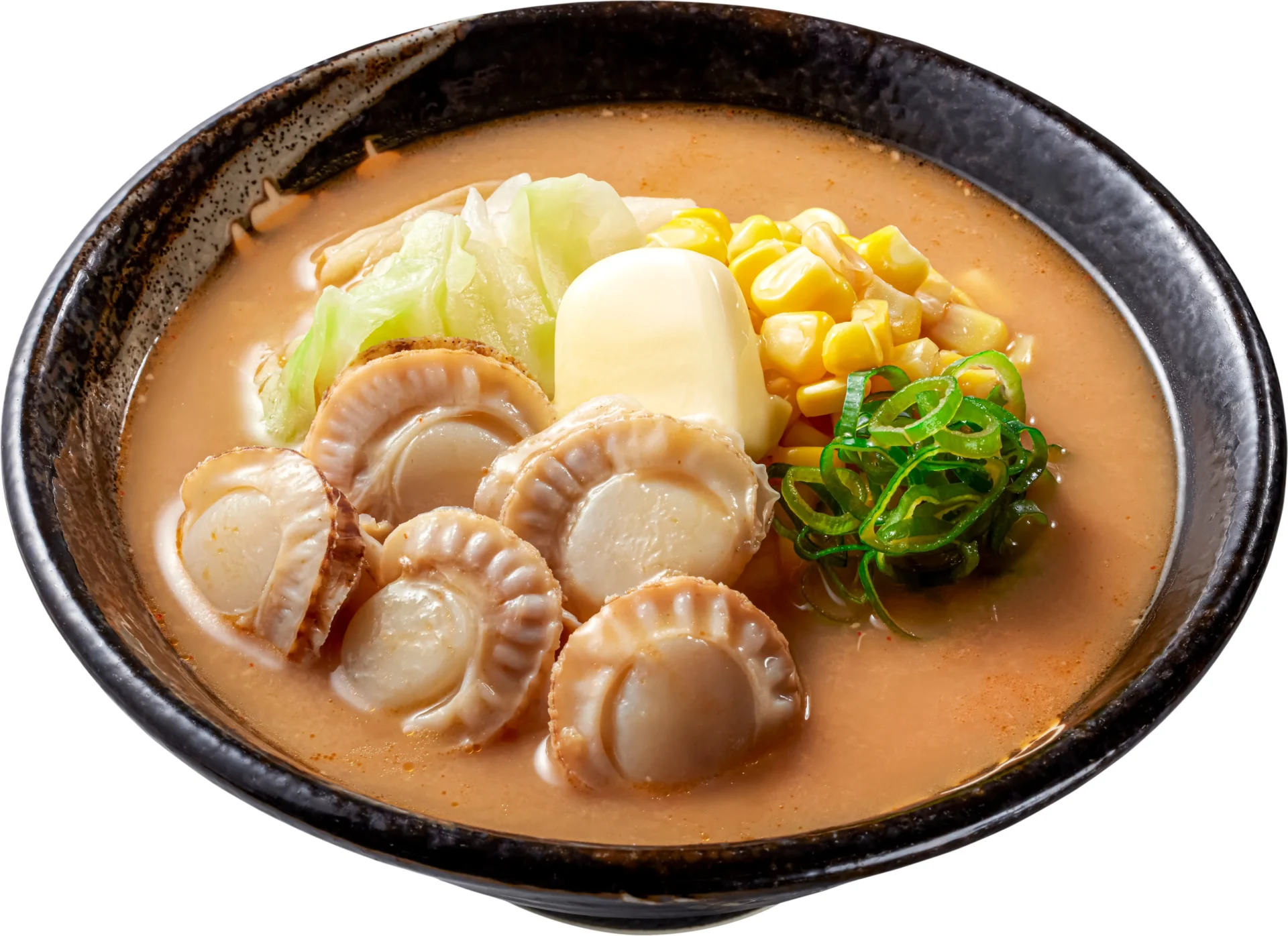 具材がたっぷり乗ったホタテ味噌バターうどん