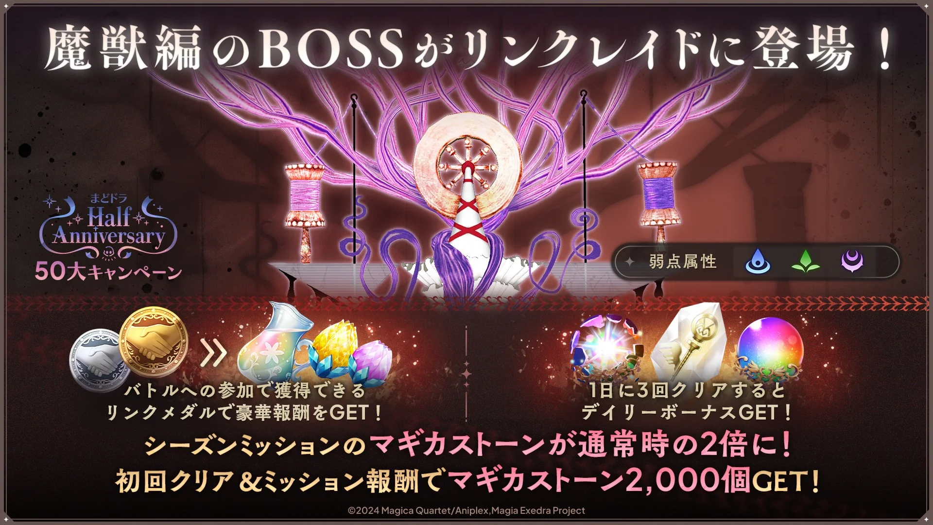 魔獣編BOSSが登場するリンクレイドの告知と豪華報酬
